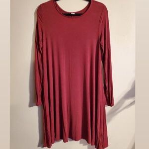 Old Navy Long Sleeve Burgundy Swing Dress (M)